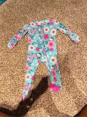 Hello Kitty Turquoise Floral Footed One-Piece